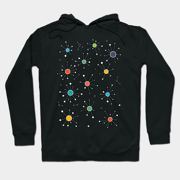 Simple Colourful Minimalist Geometric Mini Constellations Pattern Hoodie by Liam Warr